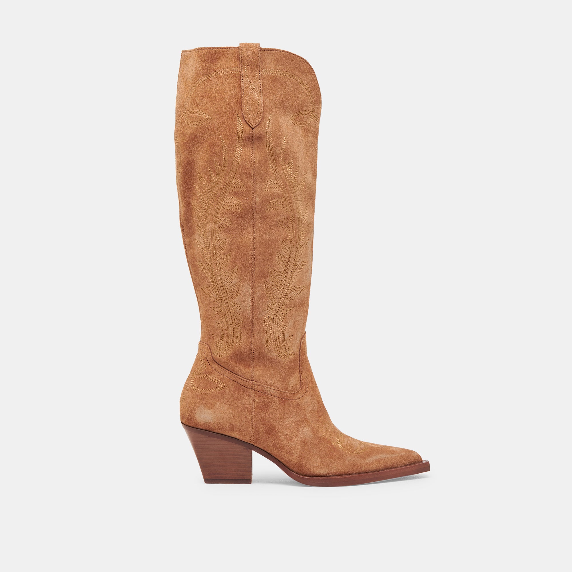 RYATT WIDE CALF BOOTS PECAN SUEDE – Dolce Vita