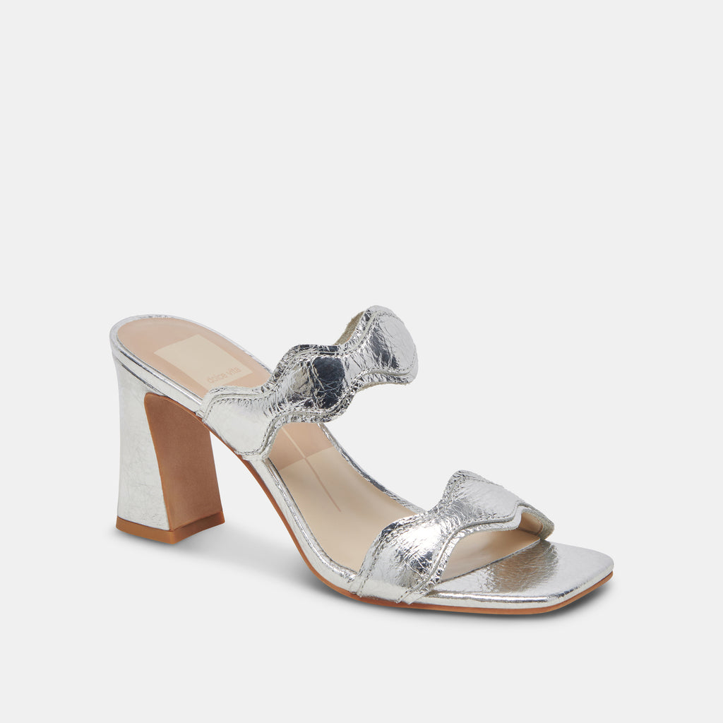 ILVA WIDE HEELS SILVER DISTRESSED LEATHER - image 2