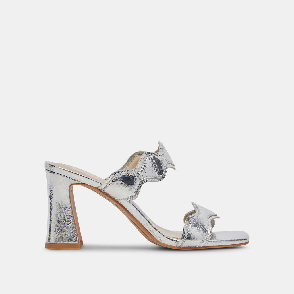ILVA WIDE HEELS SILVER DISTRESSED LEATHER - image 1