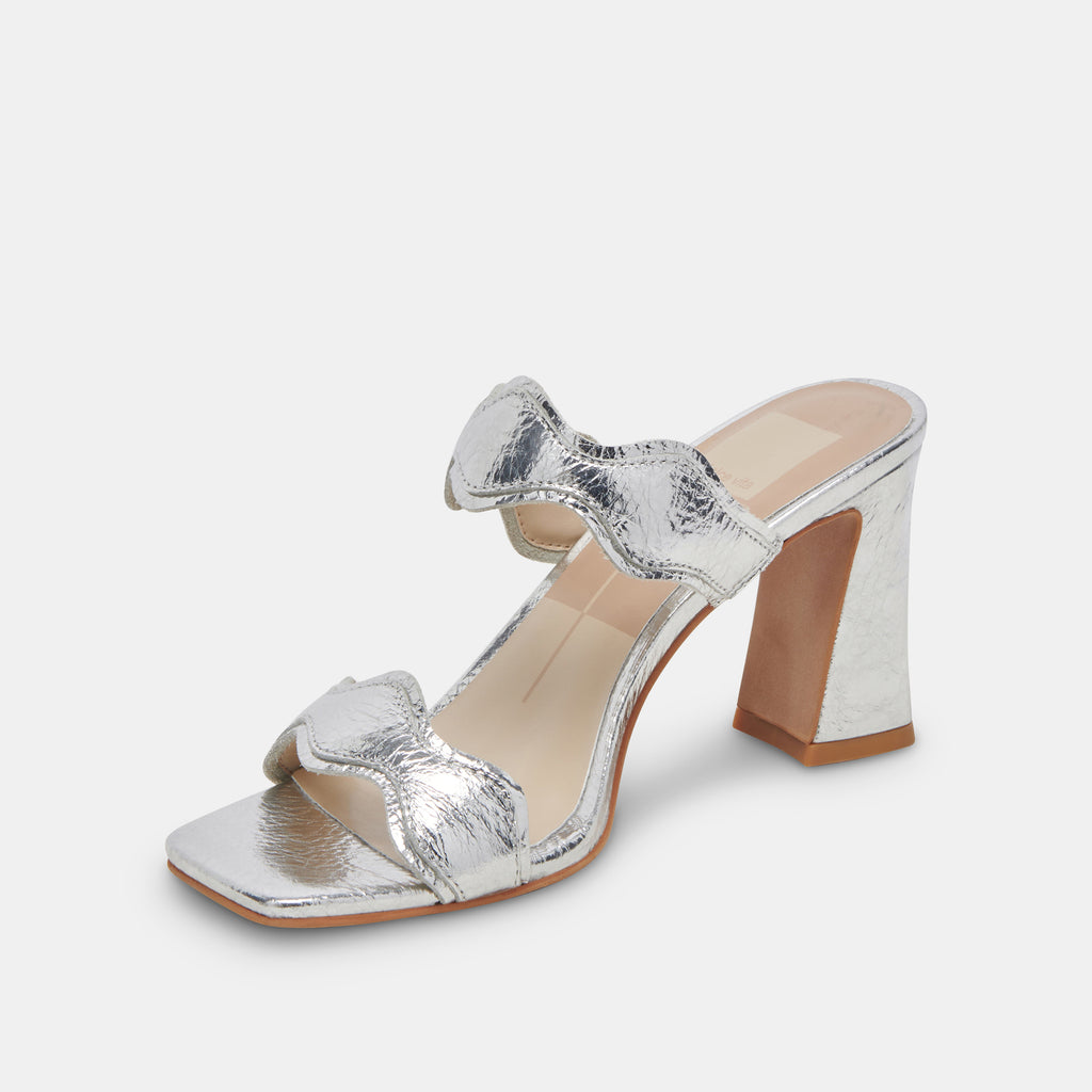 ILVA WIDE HEELS SILVER DISTRESSED LEATHER - image 4