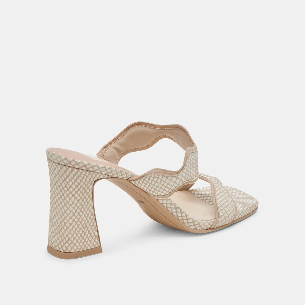 ILVA HEELS WHITE NATURAL EMBOSSED LEATHER - image 3