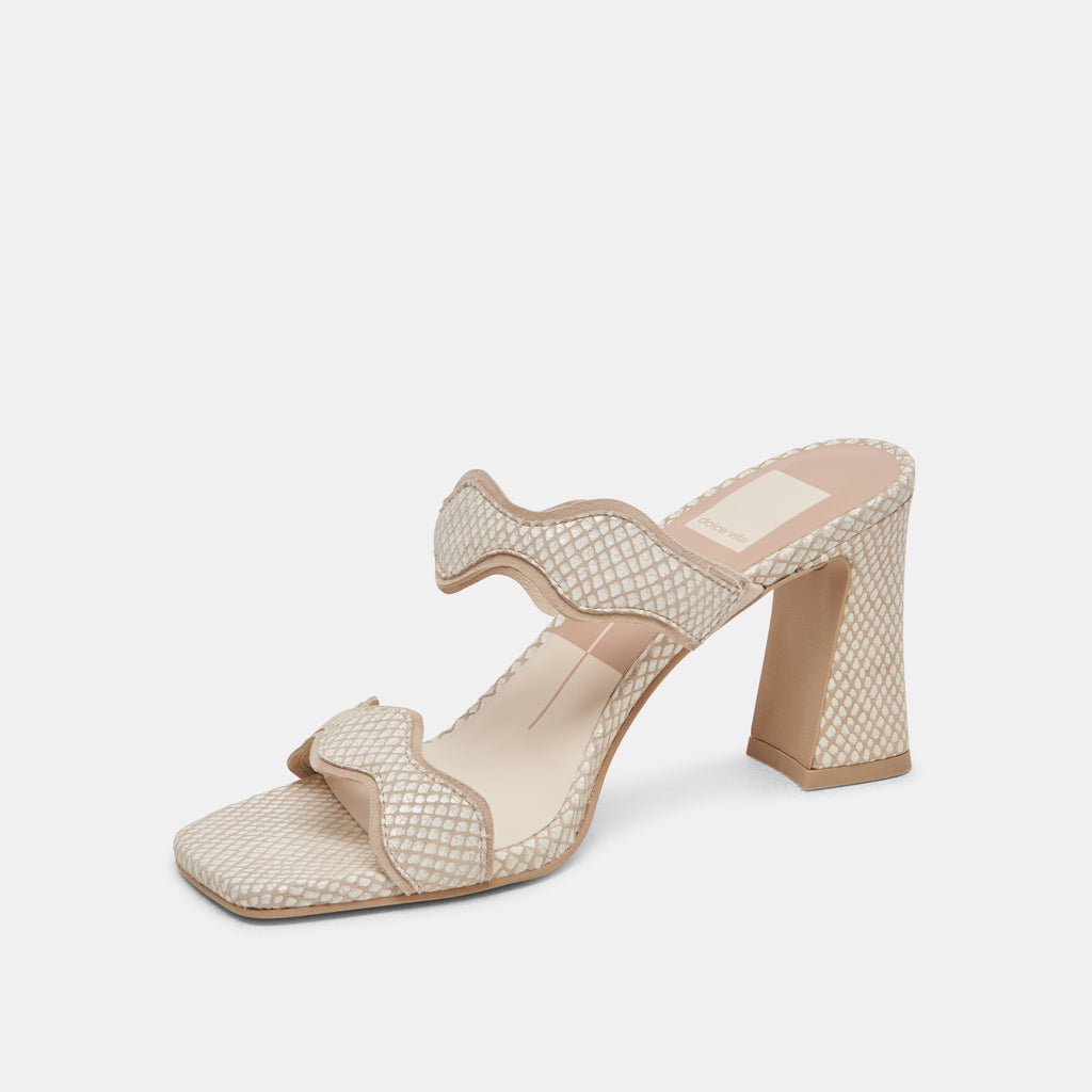 ILVA HEELS WHITE NATURAL EMBOSSED LEATHER - image 4