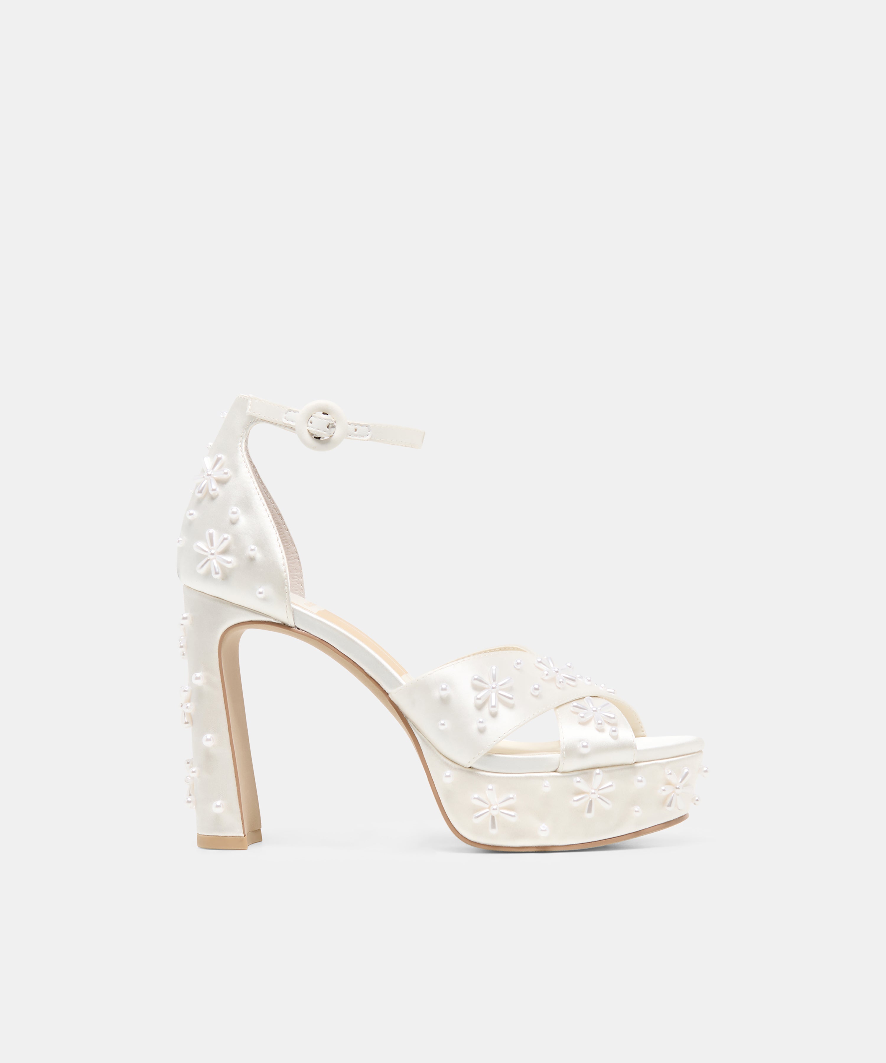 POPPY PEARL White Satin Platform Bridal Heels | Dolce Vita