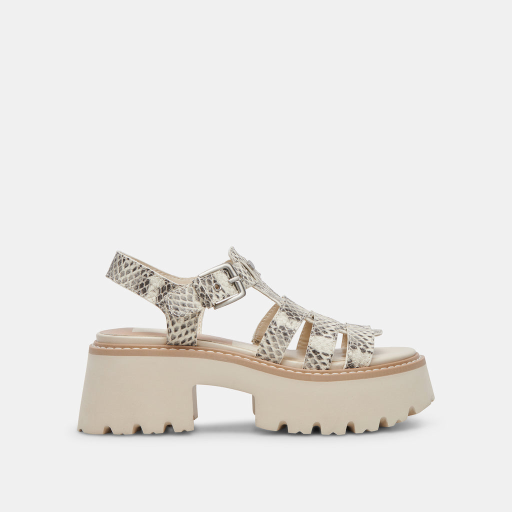 LATICE SANDALS GREY WHITE EMBOSSED LEATHER - image 1