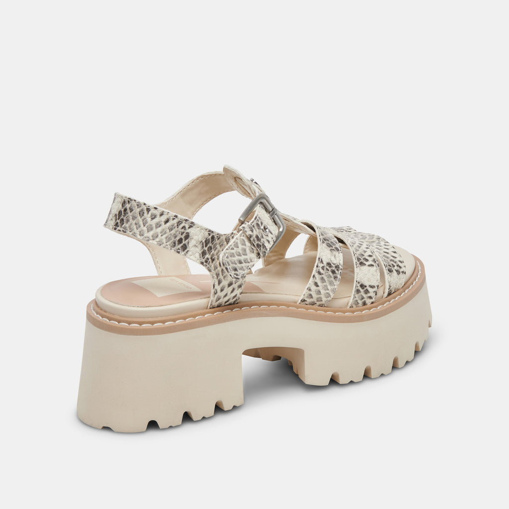 LATICE SANDALS GREY WHITE EMBOSSED LEATHER - image 3
