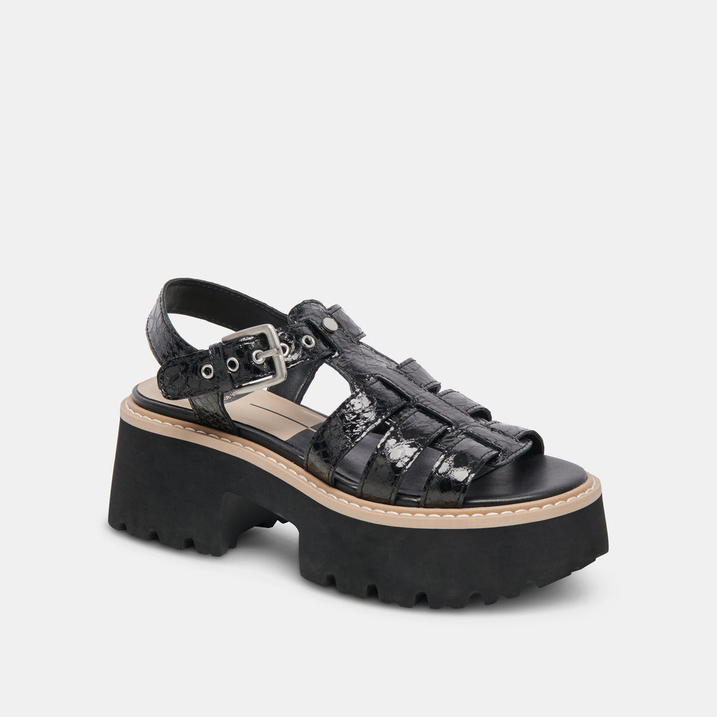 LATICE SANDALS MIDNIGHT EMBOSSED LEATHER - image 3