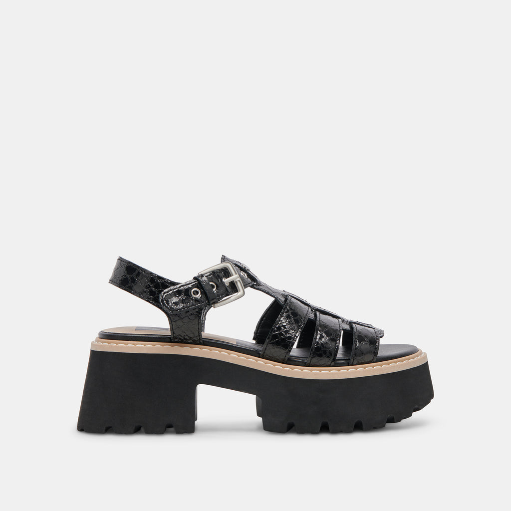 LATICE SANDALS MIDNIGHT EMBOSSED LEATHER - image 1
