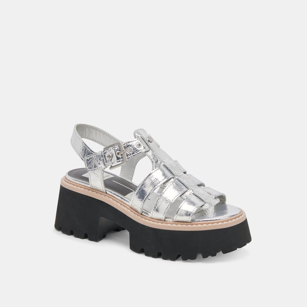 LATICE SANDALS SILVER DISTRESSED LEATHER - image 3