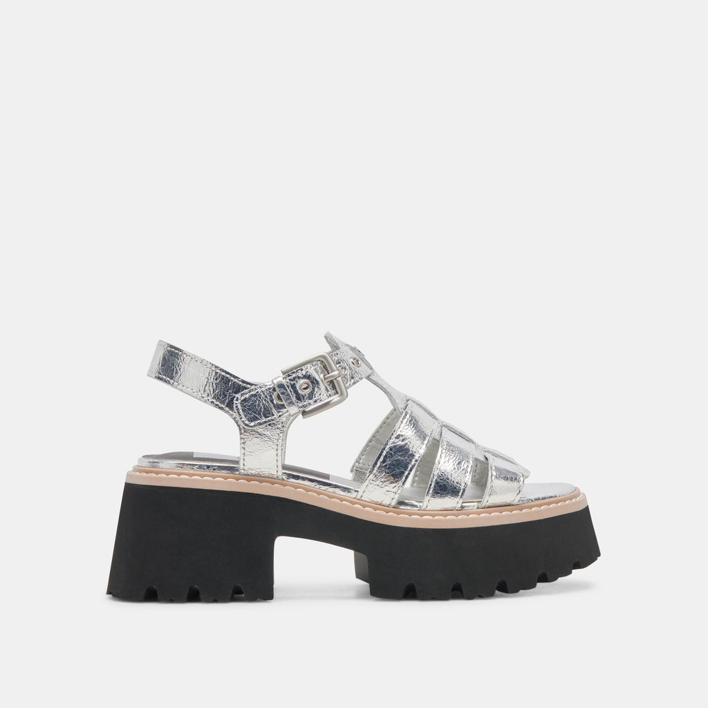 LATICE SANDALS SILVER DISTRESSED LEATHER - image 1