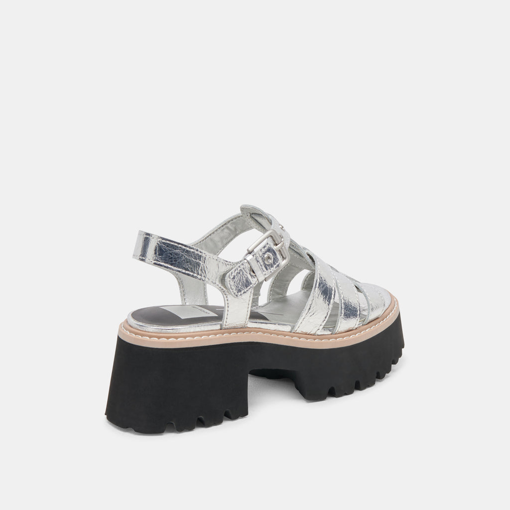 LATICE SANDALS SILVER DISTRESSED LEATHER - image 4