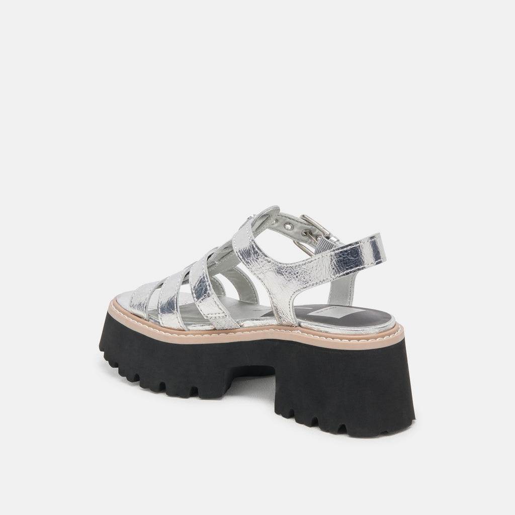 LATICE SANDALS SILVER DISTRESSED LEATHER - image 6