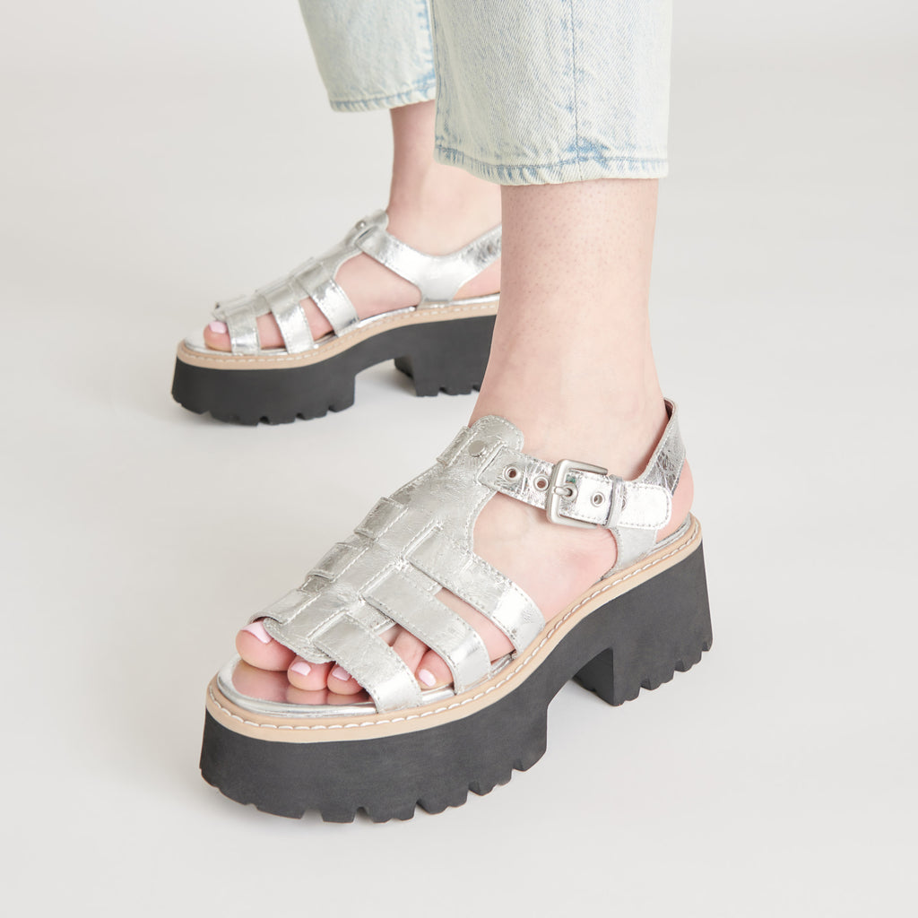 LATICE SANDALS SILVER DISTRESSED LEATHER - image 2