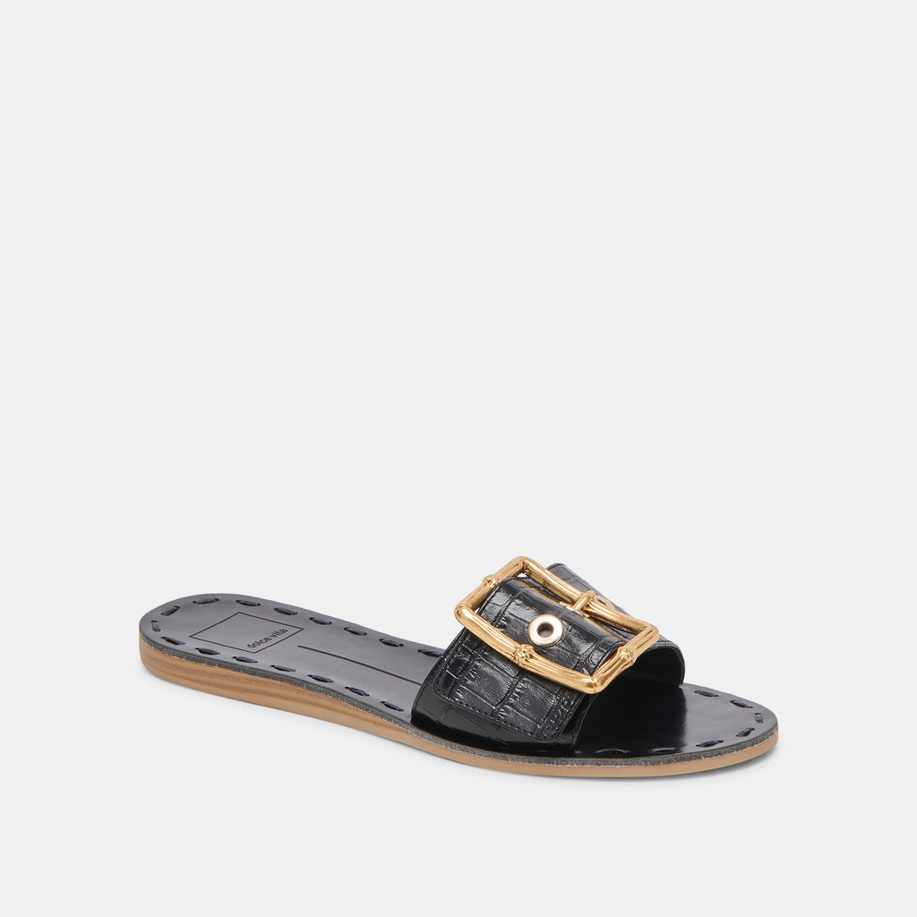DASA SANDALS NOIR EMBOSSED LEATHER - image 3
