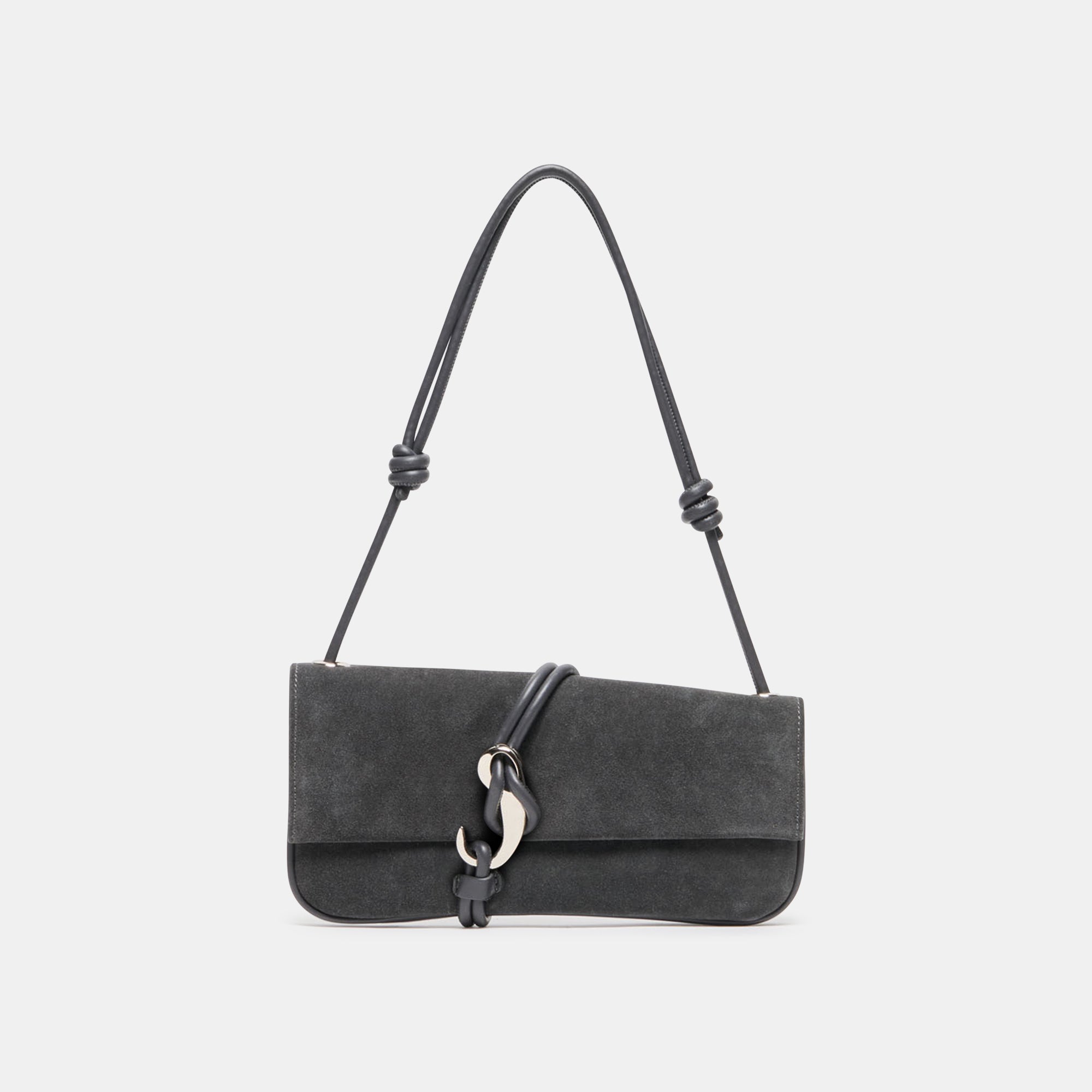 Alice Shoulder Bag in Gunmetal Suede
