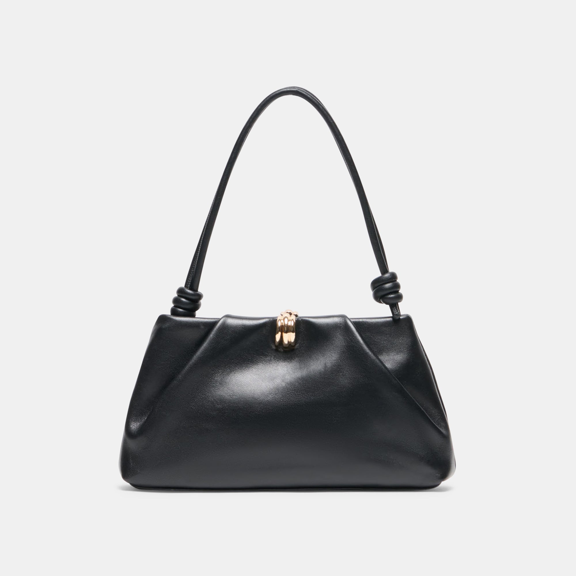 RAVEL Black Leather Adjustable Shoulder Bag
