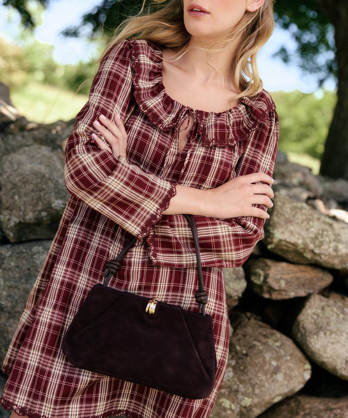 RAVEL SHOULDER BAG CHOCOLATE SUEDE - view 2