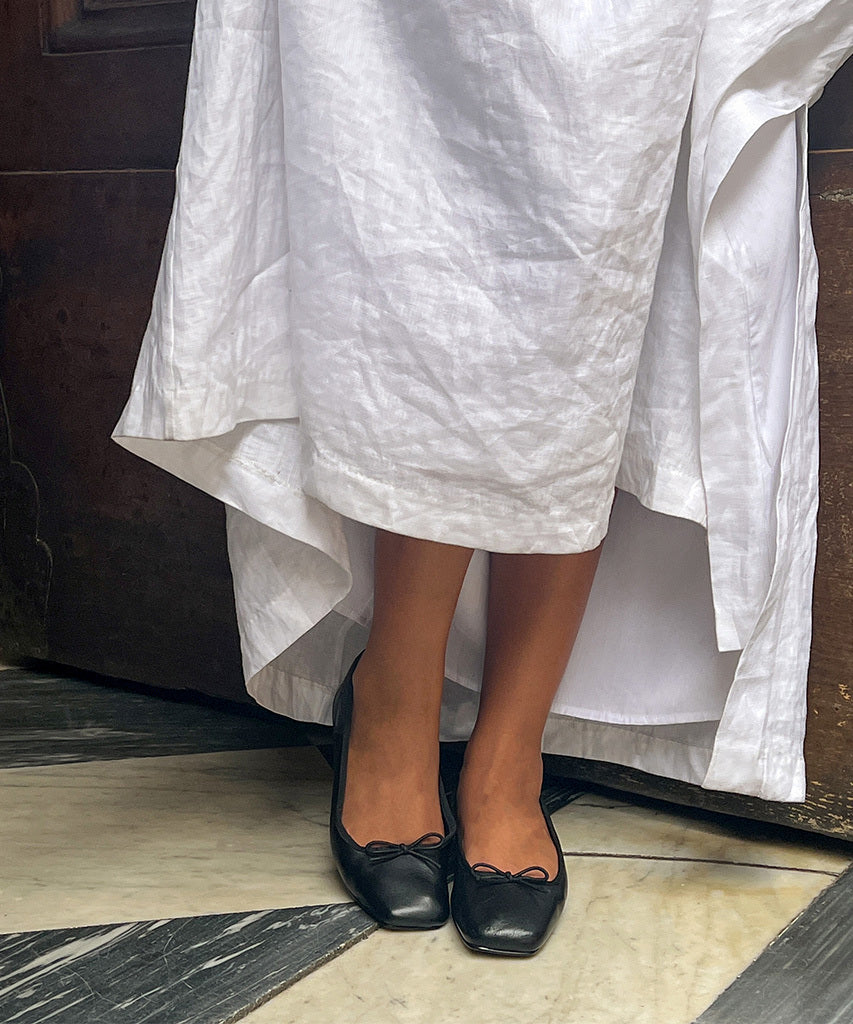 ANISA Ballet Flats Black Leather Designer Leather Black Ballet