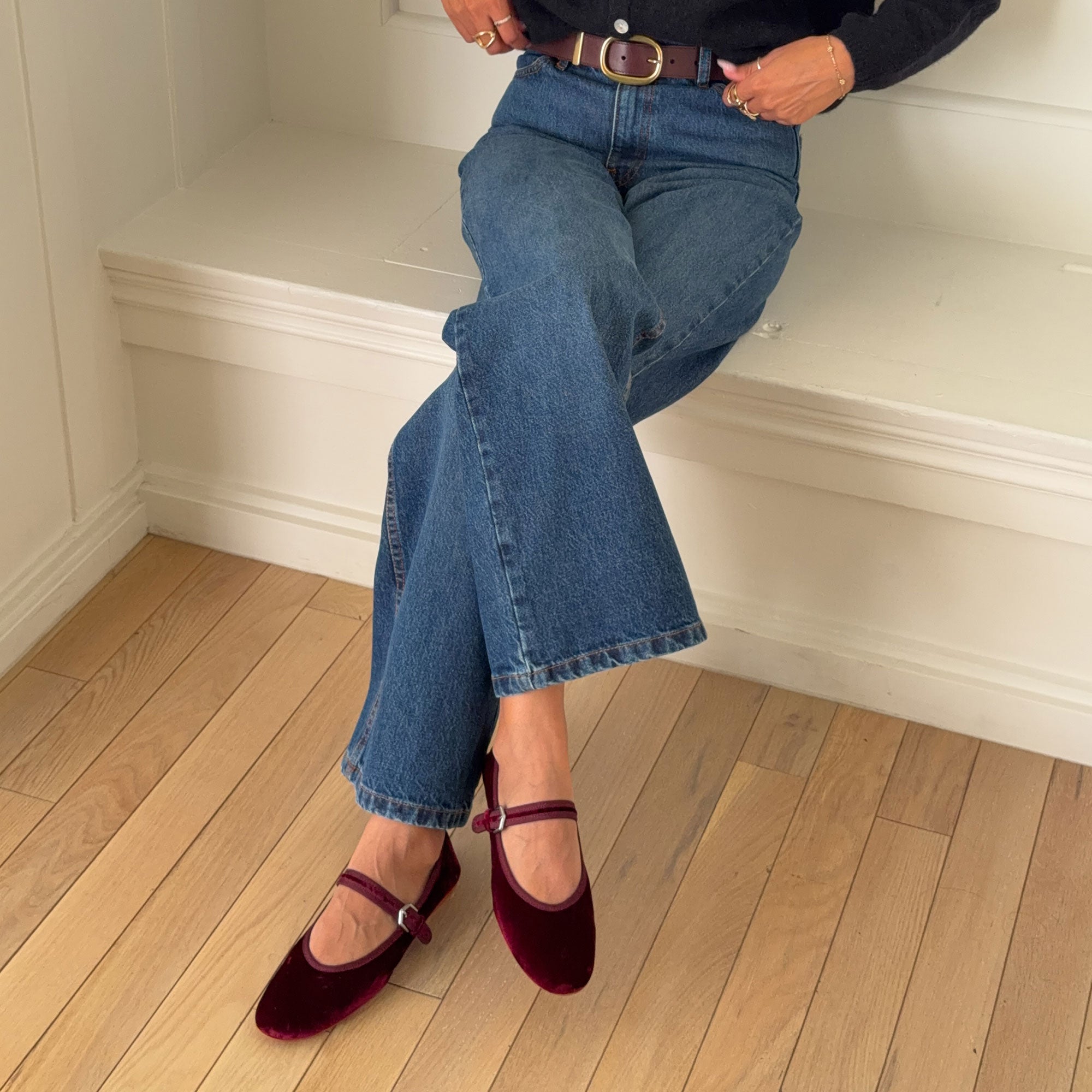 ROSLYN BALLET FLATS WINE VELVET