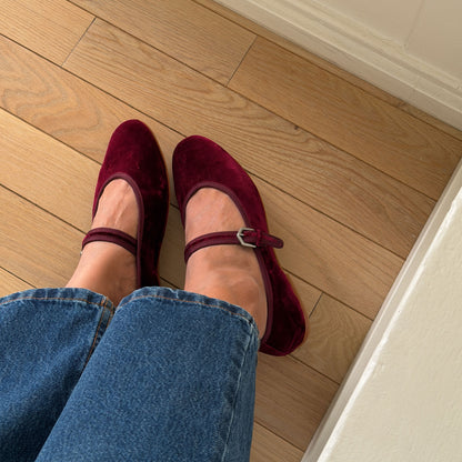 ROSLYN BALLET FLATS WINE VELVET