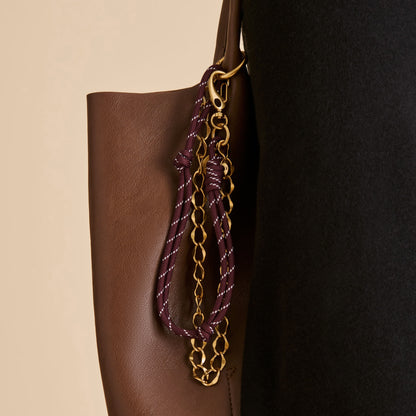 ROPE + CHAIN BAG CHARM BURGUNDY MULTI