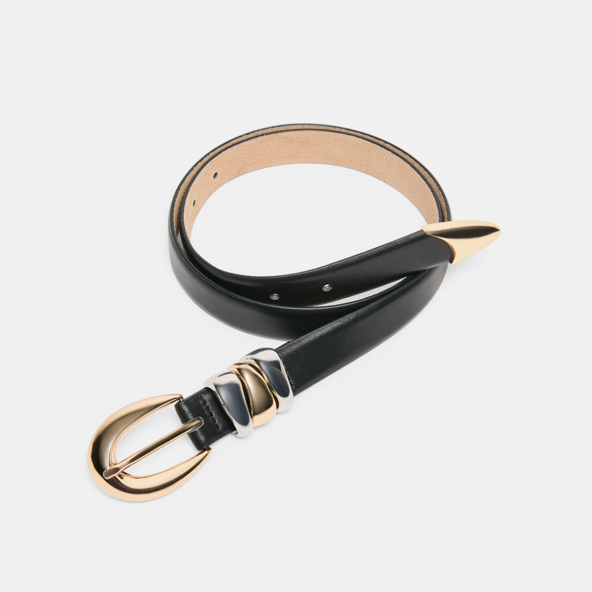 Multi-Chain Black Women\'s Belt with Mixed Metal Accents Crossflower Multi-Chain Belt – Blackheadshop main image 2