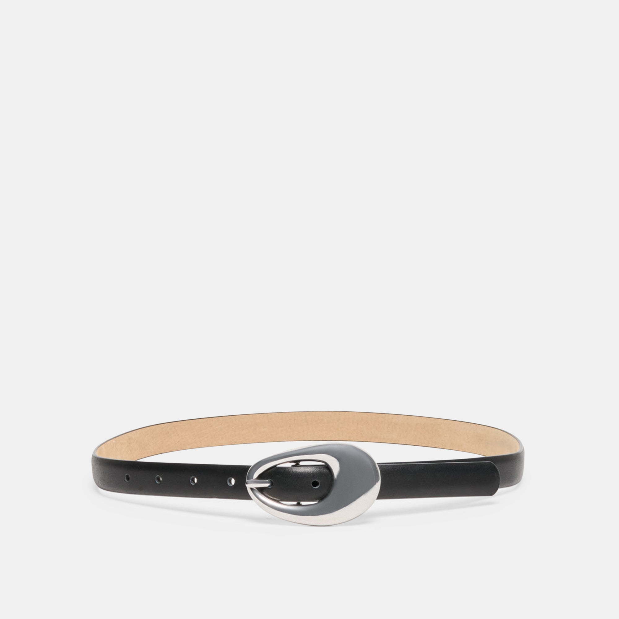Organic Oval Black Silver Buckle Belt | Dolce Vita