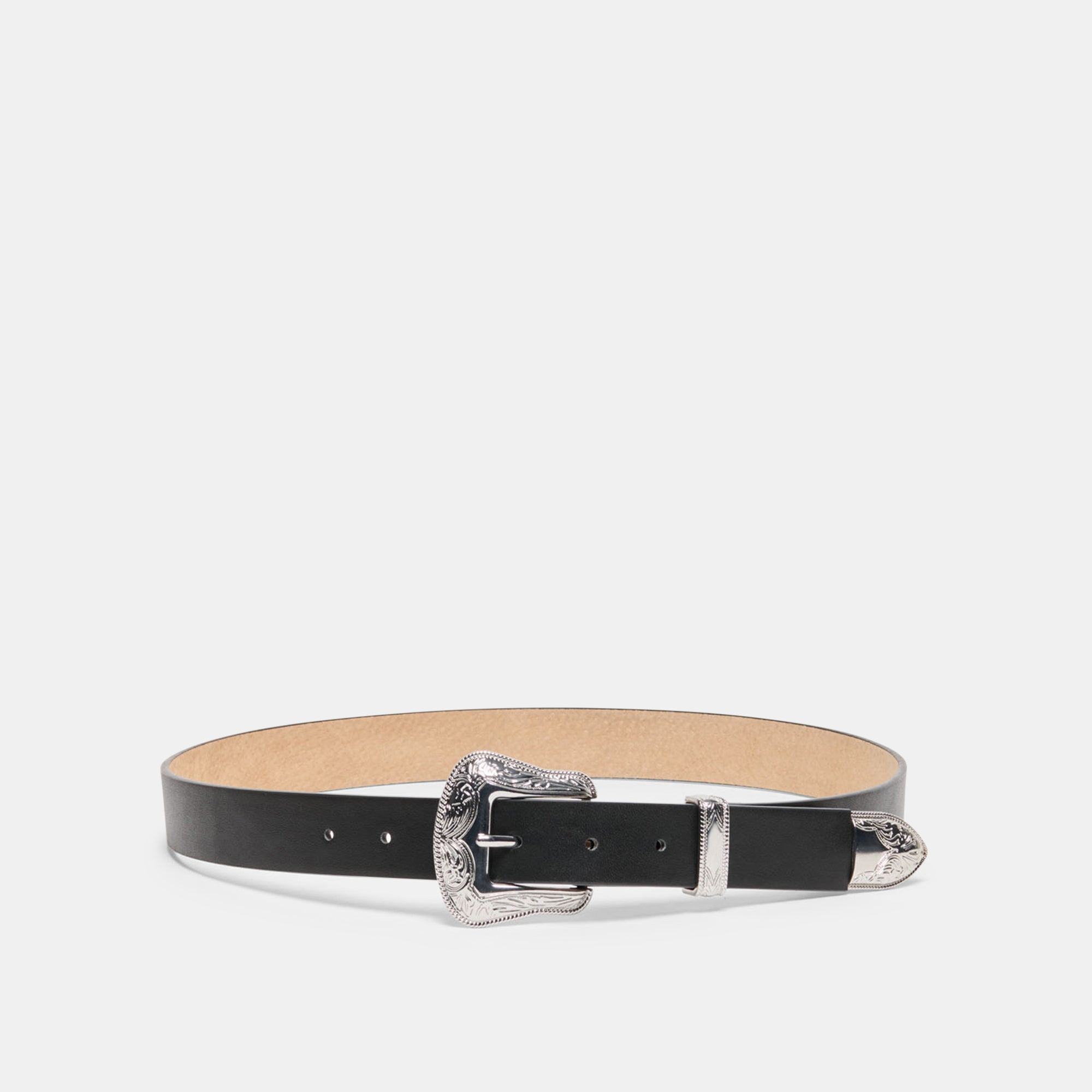 Western Silver Buckle Belt, Black main image 0
