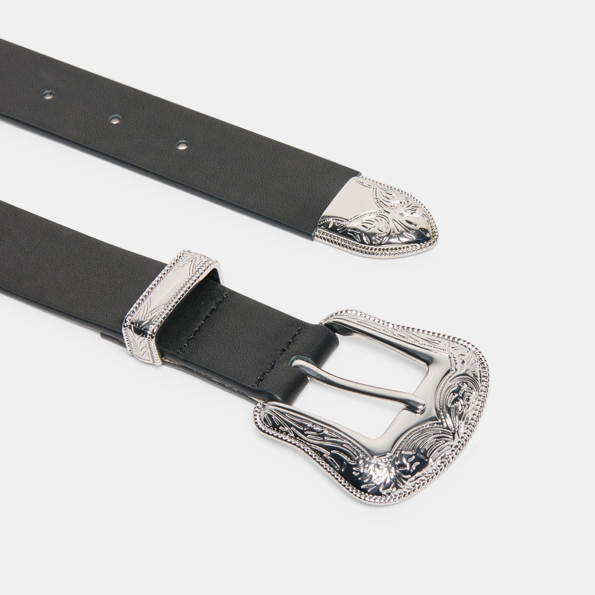 Dolce Vita レザーベルト ブラック シルバーバックル Vintage Western Black Silver Buckle Belt | Dolce Vita
