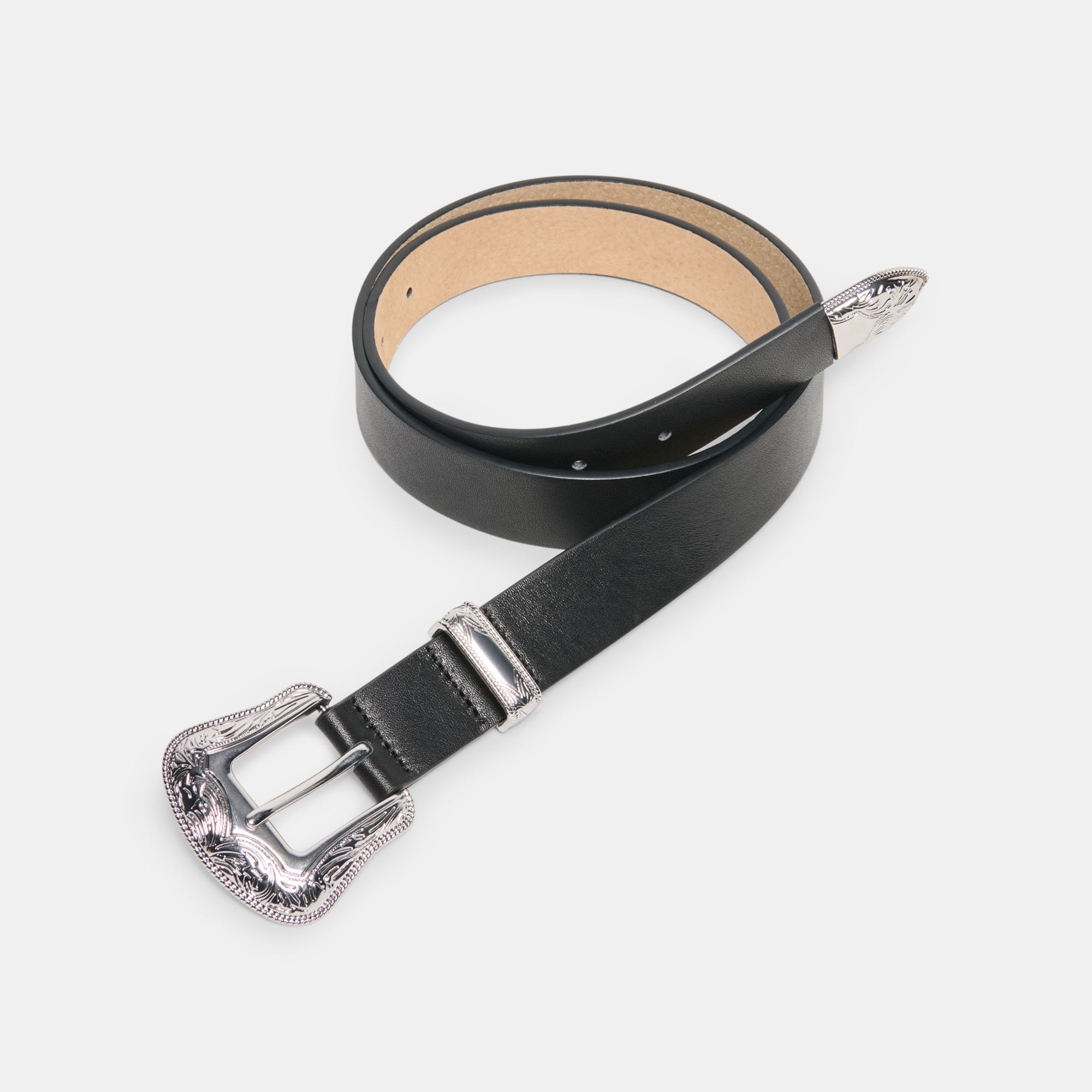Vintage Western Black Silver Buckle Belt | Dolce Vita
