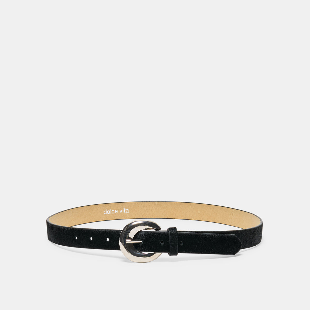 Chunky Curved Black Buckle Belt | Dolce Vita