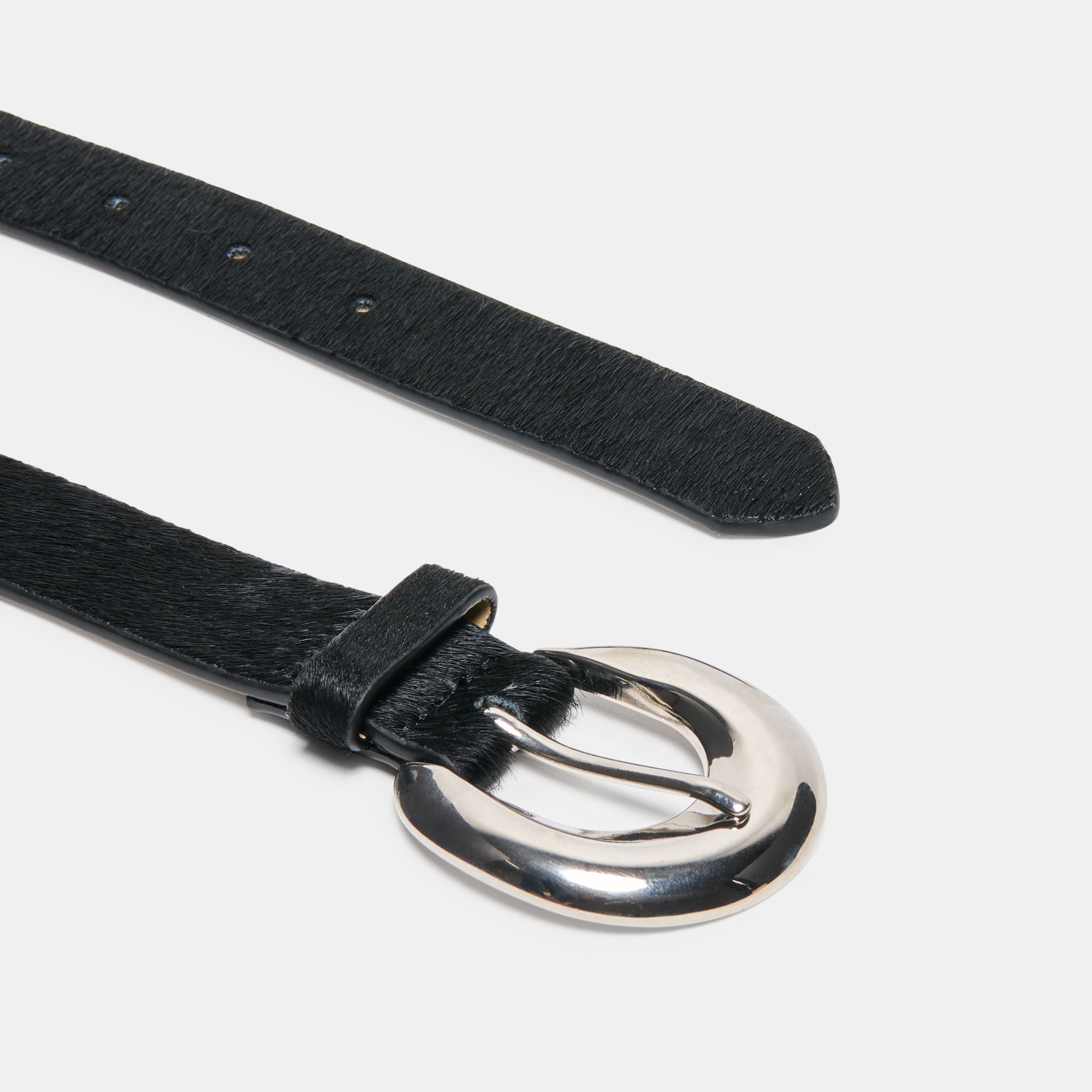 CHUNKY CURVED BUCKLE BELT BLACK - view 3