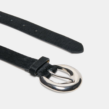 CHUNKY CURVED BUCKLE BELT BLACK