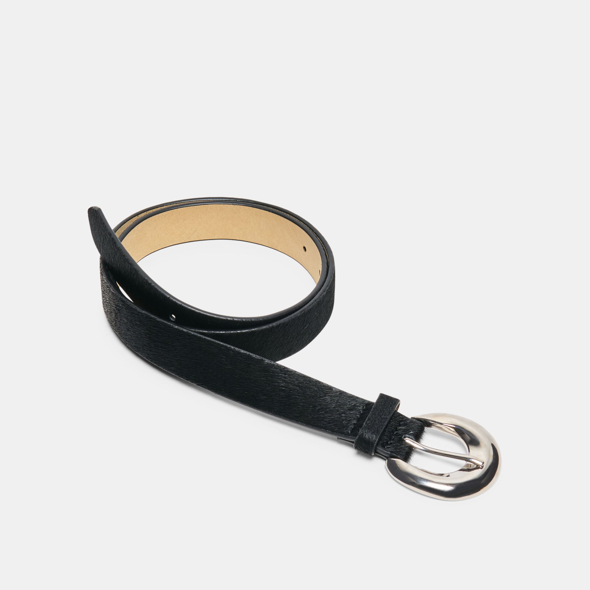 CHUNKY CURVED BUCKLE BELT BLACK - view 4