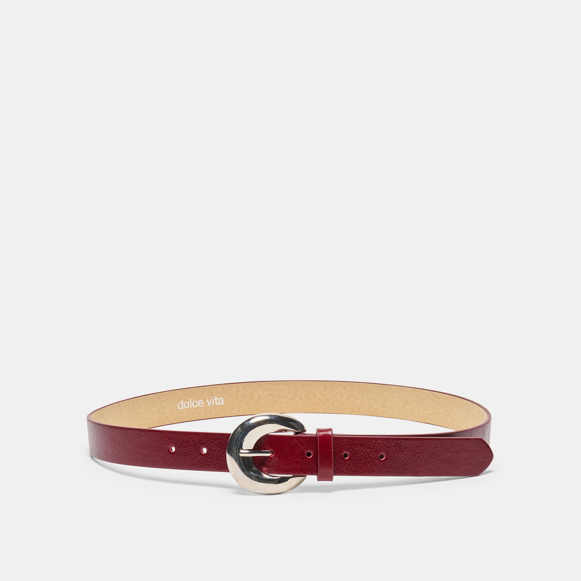 CHUNKY CURVED BUCKLE BELT BURGUNDY