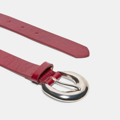 CHUNKY CURVED BUCKLE BELT BURGUNDY