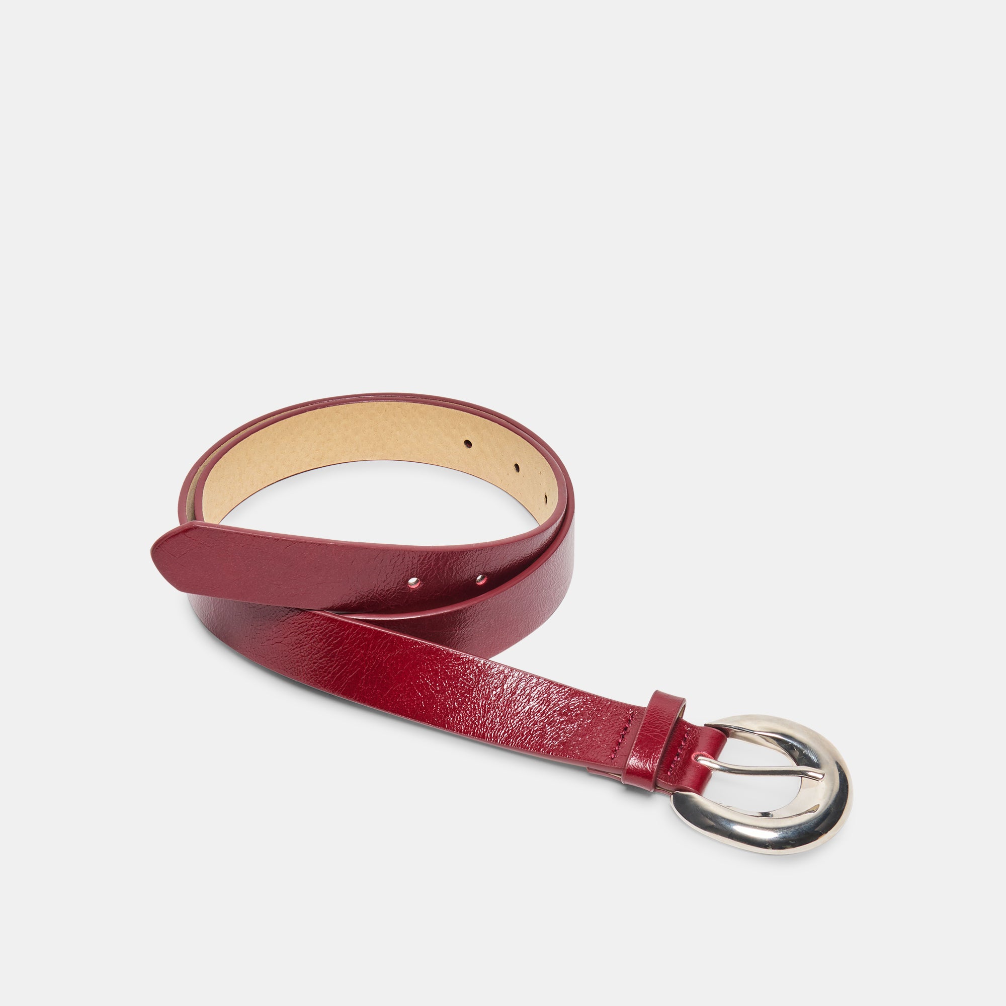 CHUNKY CURVED BUCKLE BELT BURGUNDY - view 3