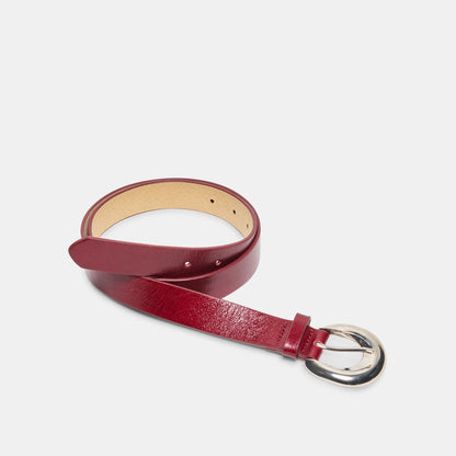 CHUNKY CURVED BUCKLE BELT BURGUNDY