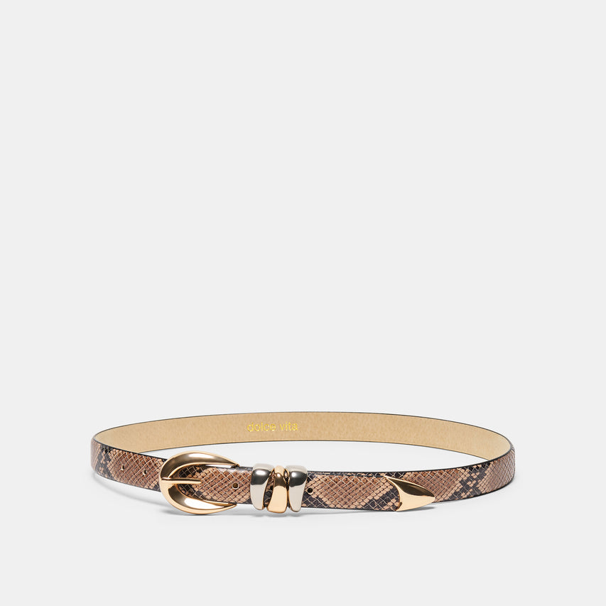 Mixed Metal Buckle Belt Snake Leather | Dolce Vita