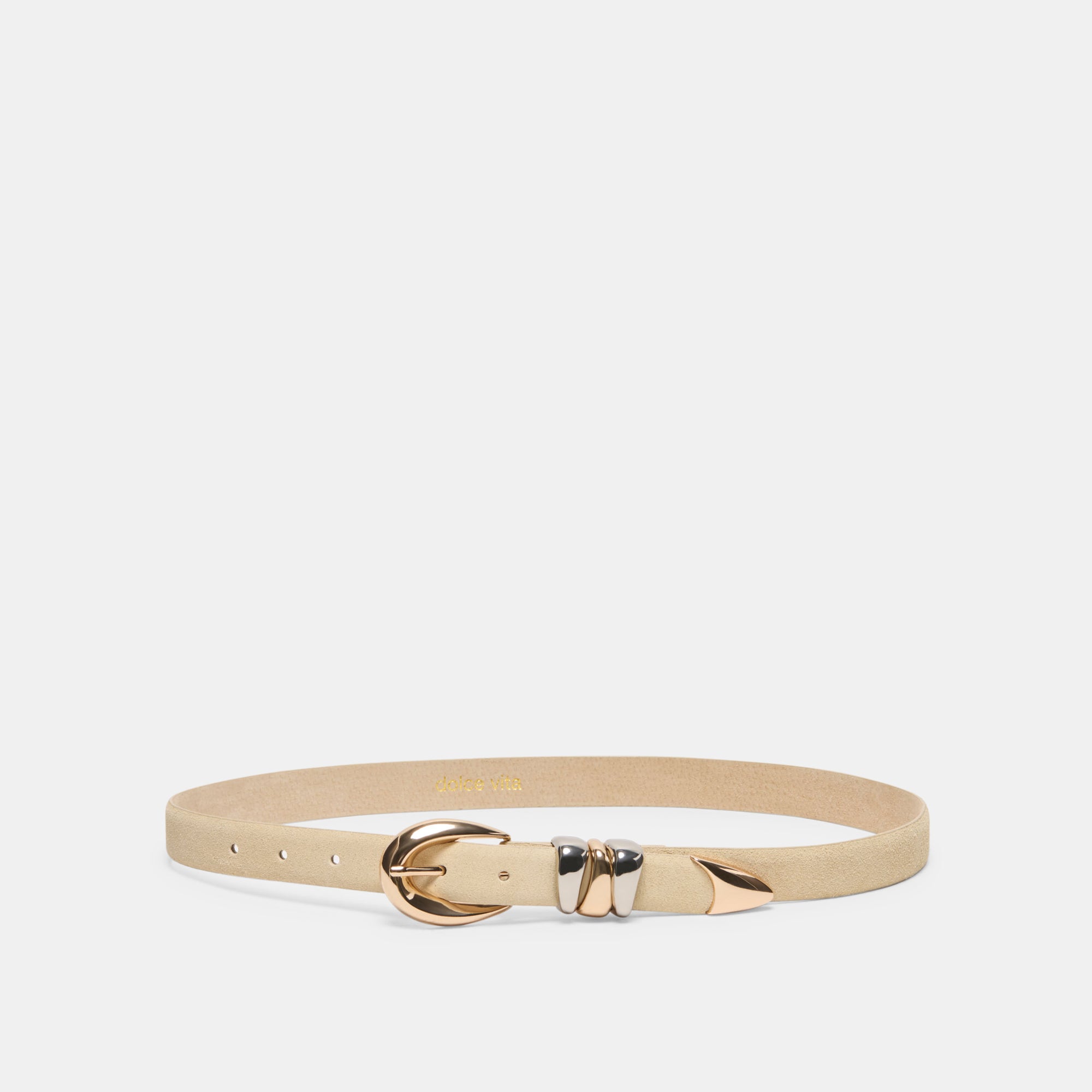 Mixed Metal Sand Suede Buckle Belt | Dolce Vita