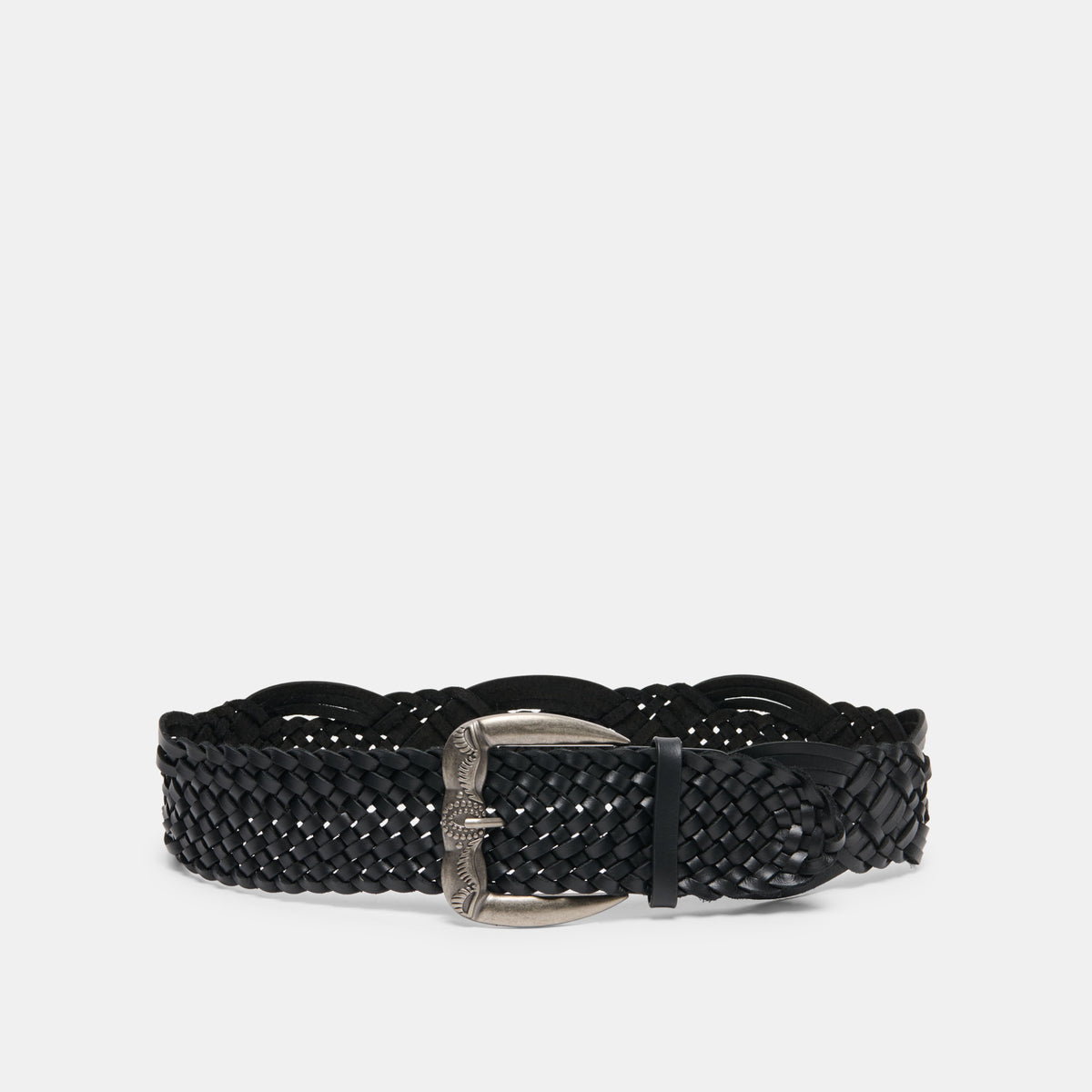 Women\'s Braided Faux Leather Belt with Silver Buckle Hand Woven Casual Time and Tru Women main image 3