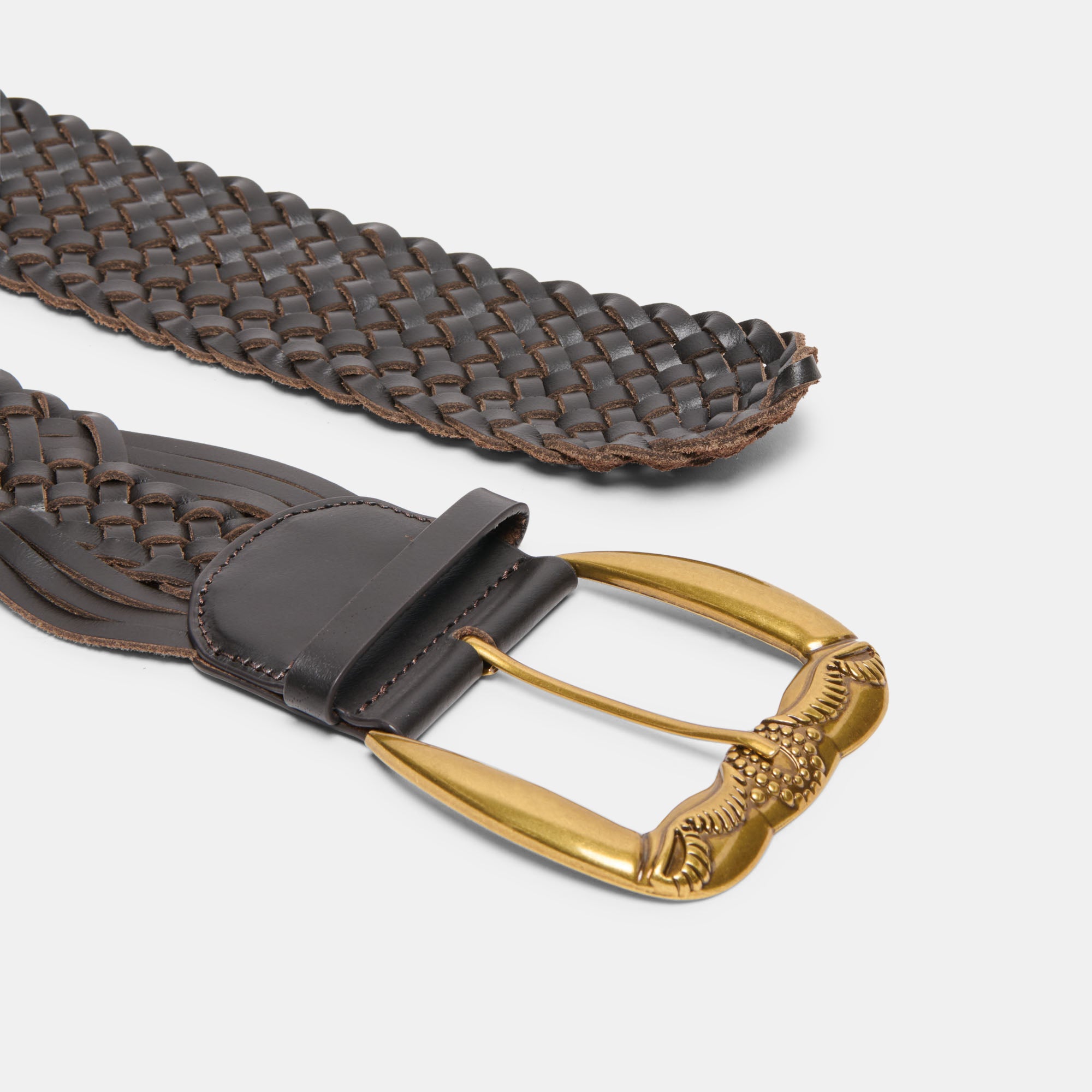 WOVEN WESTERN BUCKLE BELT ESPRESSO GOLD - view 3