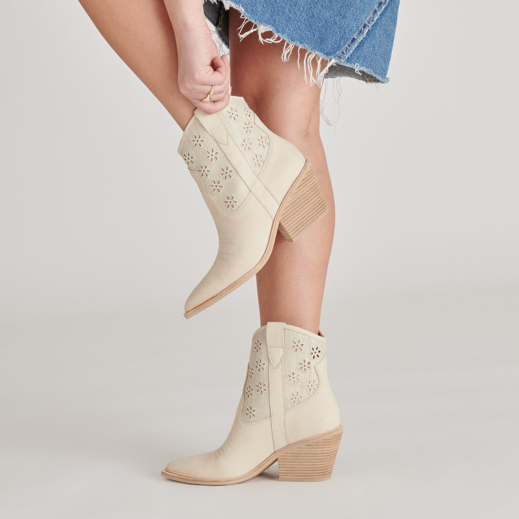 NASHE BOOTIES OATMEAL FLORAL EYELET - image 2
