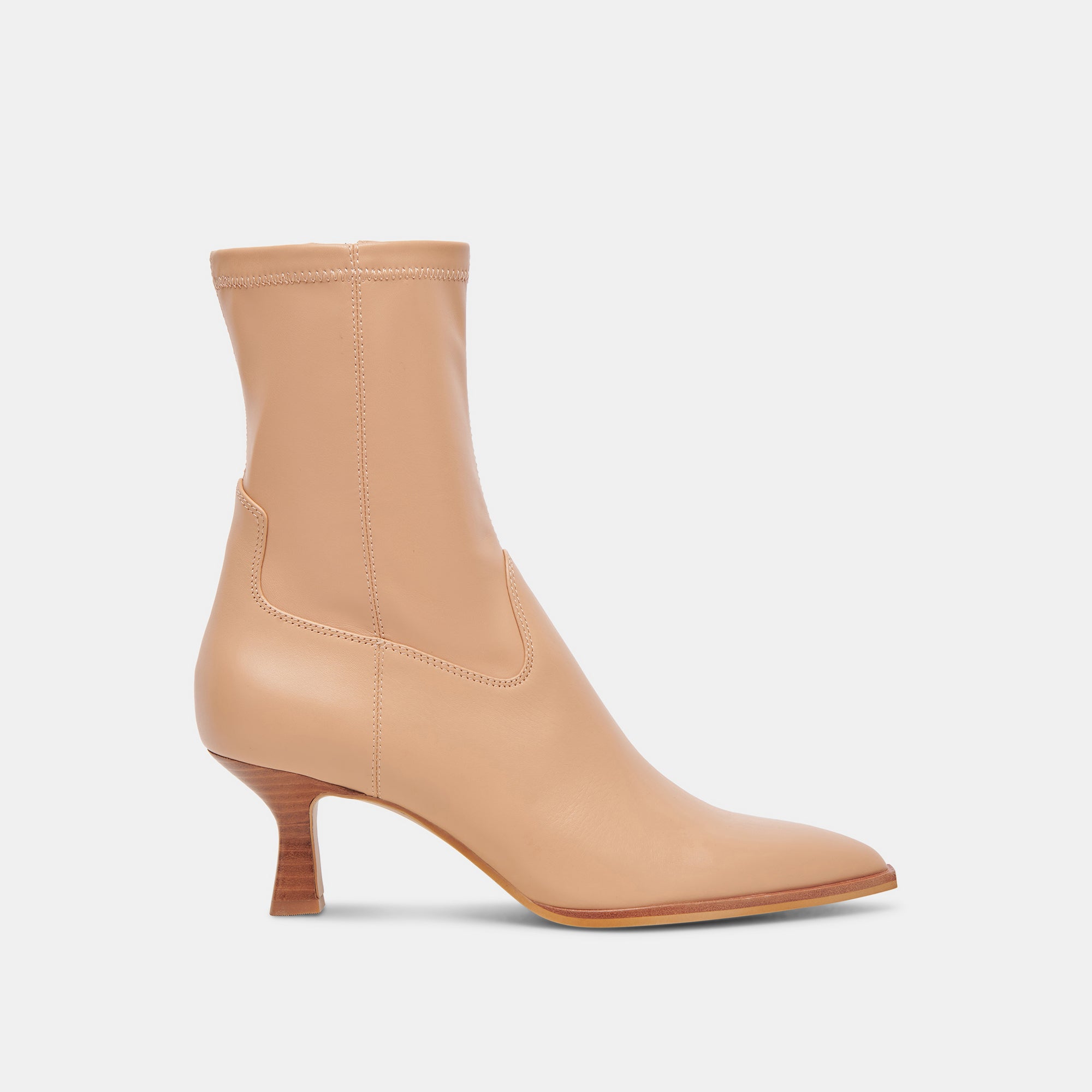 Beige knit heeled ankle boots | River Island