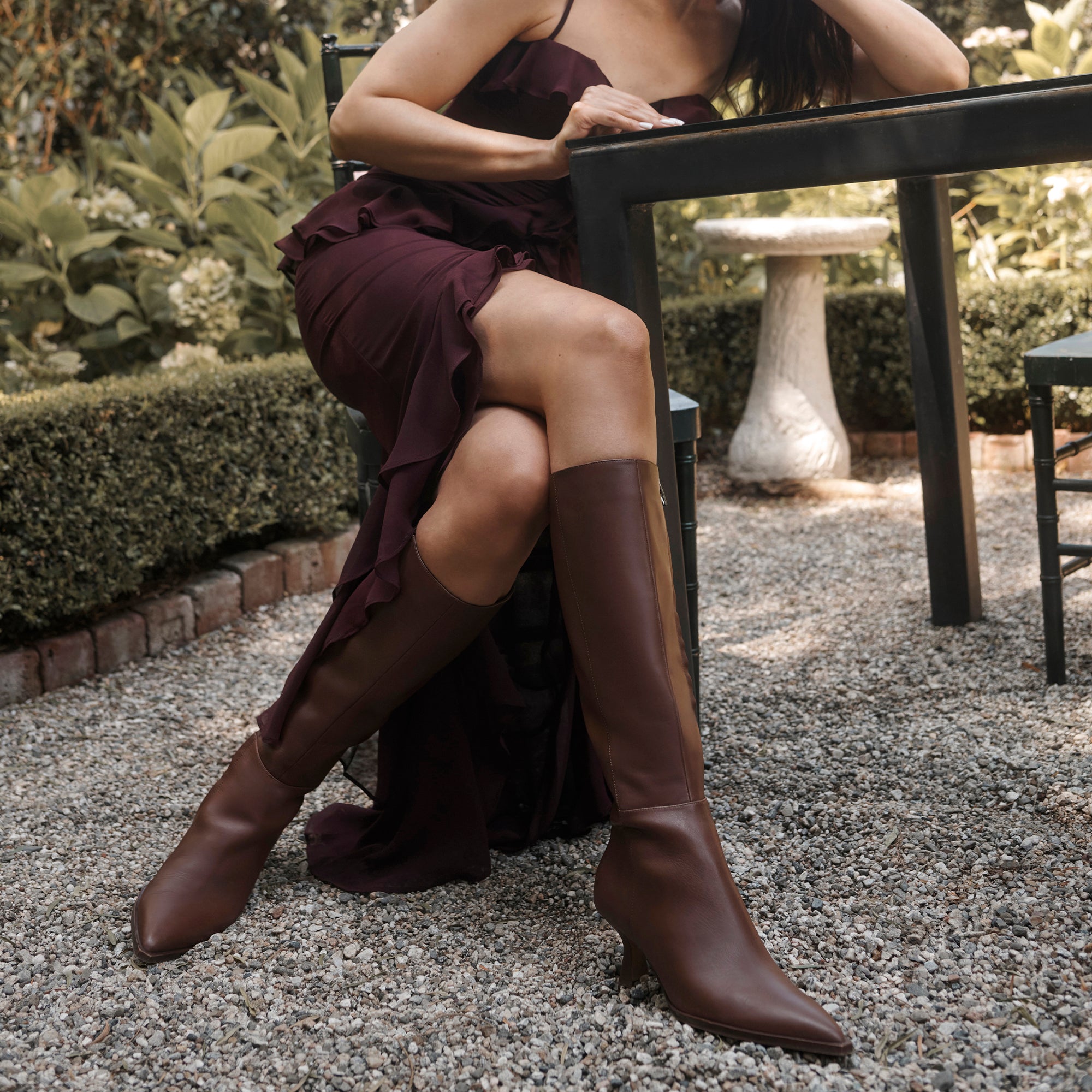 Auggie Chocolate Leather Narrow Calf Boots Dolce Vita