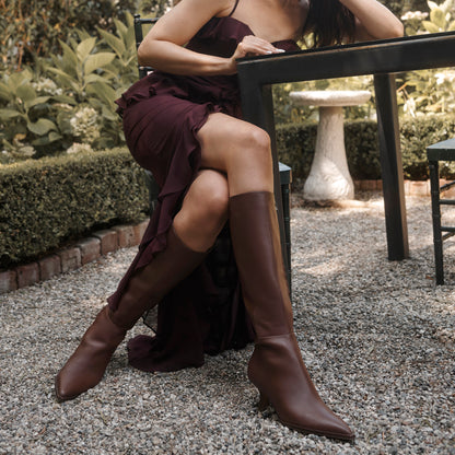 AUGGIE NARROW CALF BOOTS CHOCOLATE LEATHER