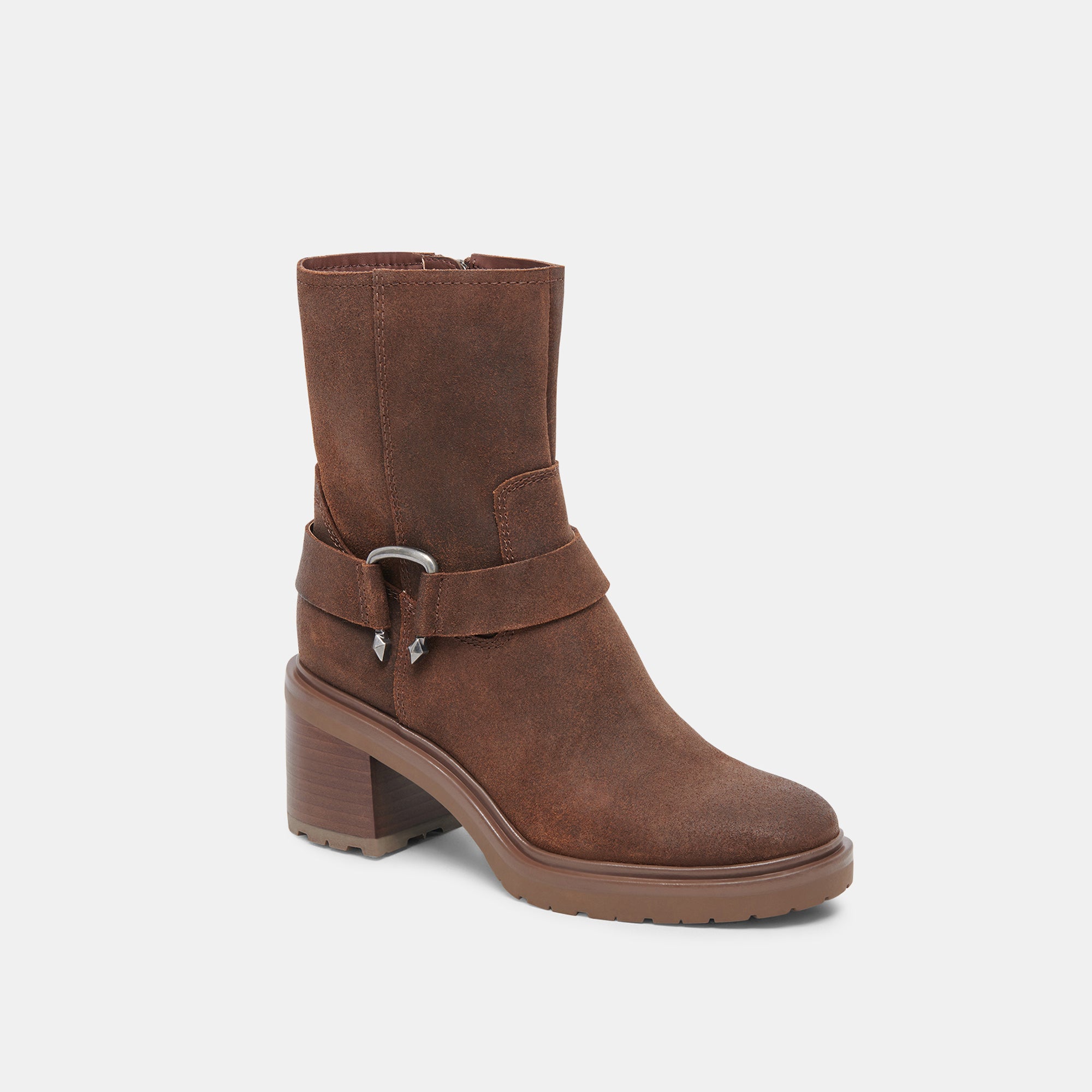 Camros Boots Cocoa Suede | Women's Cocoa Suede Moto Boots – Dolce Vita