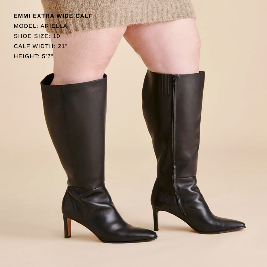 Emmi Black Leather Extra Wide Calf Boots Dolce Vita