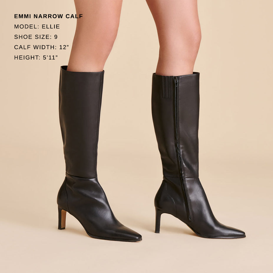Emmi Black Leather Narrow Calf Boots Dolce Vita