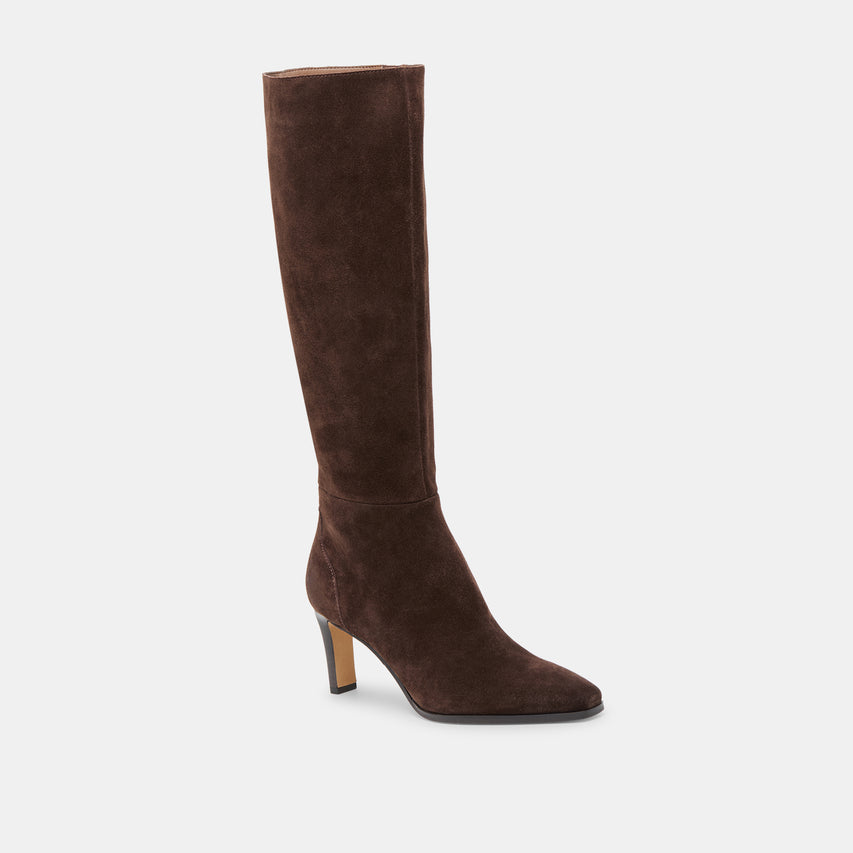 EMMI NARROW CALF BOOTS DK BROWN SUEDE