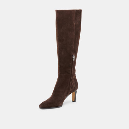 EMMI NARROW CALF BOOTS DK BROWN SUEDE